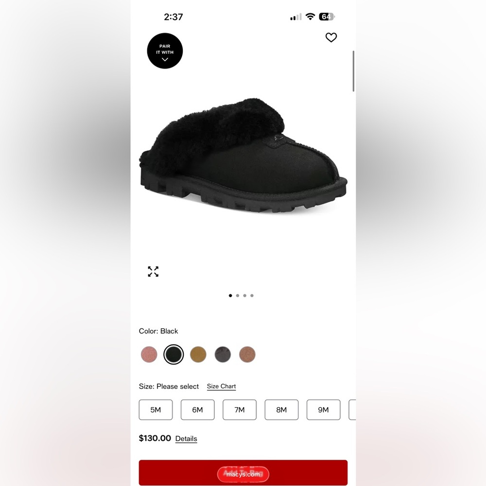 UGG Kids Black Fleece Slippers